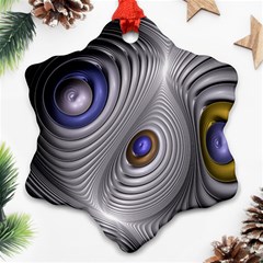 Fractal Silver Warp Pattern Snowflake Ornament (two Sides) by Celenk