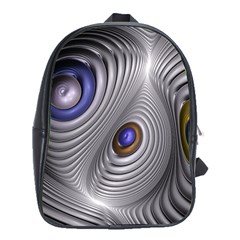 Fractal Silver Warp Pattern School Bag (xl) by Celenk