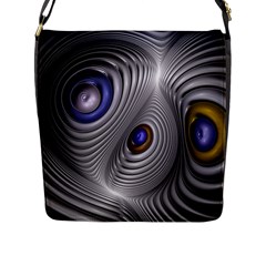 Fractal Silver Warp Pattern Flap Messenger Bag (l)  by Celenk