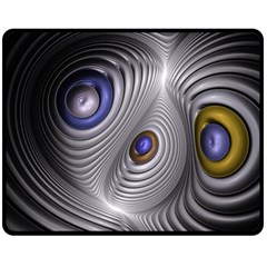 Fractal Silver Warp Pattern Double Sided Fleece Blanket (medium)  by Celenk