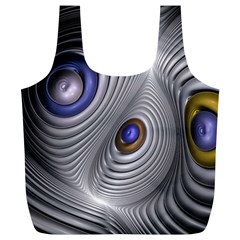 Fractal Silver Warp Pattern Full Print Recycle Bags (l)  by Celenk