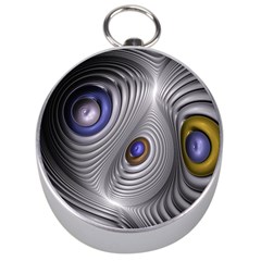 Fractal Silver Warp Pattern Silver Compasses by Celenk