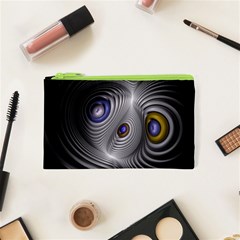 Fractal Silver Warp Pattern Cosmetic Bag (xs) by Celenk