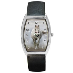 Horse Mammal White Horse Animal Barrel Style Metal Watch by Celenk