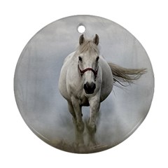 Horse Mammal White Horse Animal Round Ornament (two Sides)