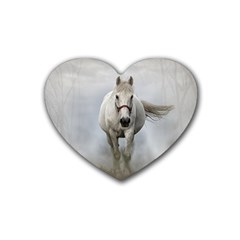 Horse Mammal White Horse Animal Heart Coaster (4 Pack)  by Celenk