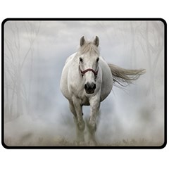 Horse Mammal White Horse Animal Fleece Blanket (medium)  by Celenk