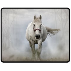 Horse Mammal White Horse Animal Double Sided Fleece Blanket (medium)  by Celenk