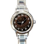 Fractal Stripes Abstract Pattern Round Italian Charm Watch Front