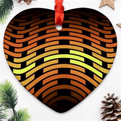 Fractal Orange Texture Waves Heart Ornament (two Sides) by Celenk