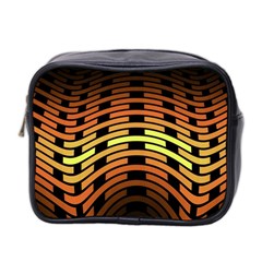 Fractal Orange Texture Waves Mini Toiletries Bag 2-side