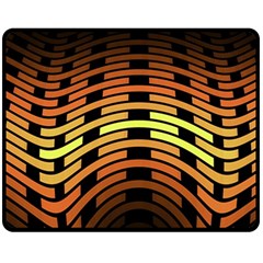 Fractal Orange Texture Waves Fleece Blanket (medium)  by Celenk