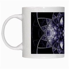 Fractal Blue Denim Stained Glass White Mugs by Celenk