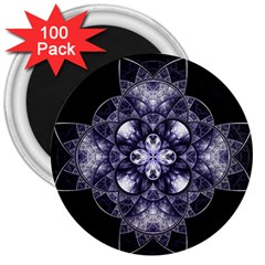 Fractal Blue Denim Stained Glass 3  Magnets (100 Pack) by Celenk