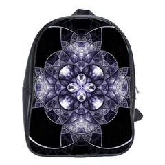 Fractal Blue Denim Stained Glass School Bag (large) by Celenk