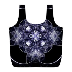 Fractal Blue Denim Stained Glass Full Print Recycle Bags (l)  by Celenk