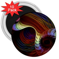 Fractal Colorful Rainbow Flowing 3  Magnets (10 Pack)  by Celenk