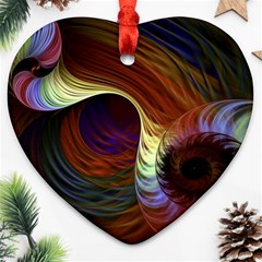 Fractal Colorful Rainbow Flowing Heart Ornament (two Sides) by Celenk