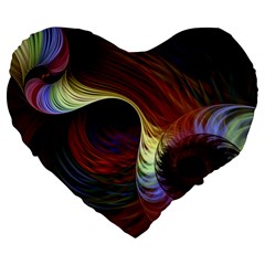 Fractal Colorful Rainbow Flowing Large 19  Premium Heart Shape Cushions by Celenk