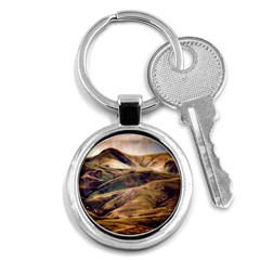 Iceland Mountains Sky Clouds Key Chains (round)  by Celenk