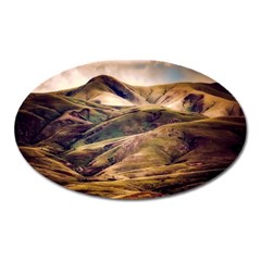 Iceland Mountains Sky Clouds Oval Magnet by Celenk