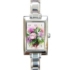 Flowers Roses Bouquet Art Nature Rectangle Italian Charm Watch by Celenk