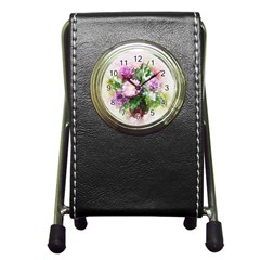 Flowers Roses Bouquet Art Nature Pen Holder Desk Clocks by Celenk