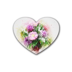 Flowers Roses Bouquet Art Nature Heart Coaster (4 Pack)  by Celenk