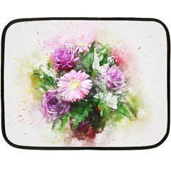 Flowers Roses Bouquet Art Nature Fleece Blanket (mini) by Celenk