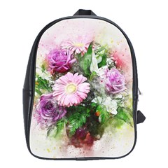 Flowers Roses Bouquet Art Nature School Bag (large) by Celenk