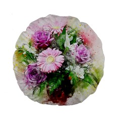 Flowers Roses Bouquet Art Nature Standard 15  Premium Round Cushions by Celenk