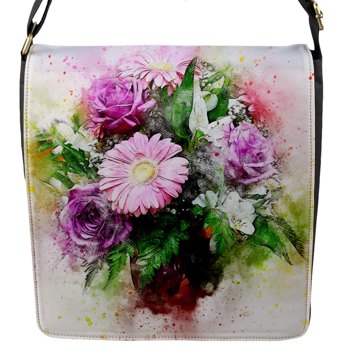 Flowers Roses Bouquet Art Nature Flap Messenger Bag (S)