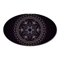 Fractal Mandala Circles Purple Oval Magnet by Celenk