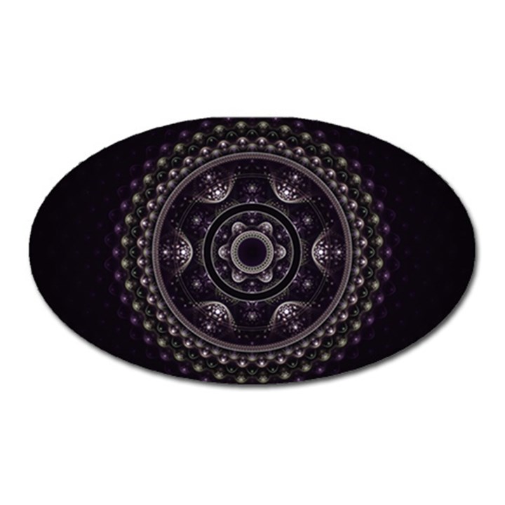 Fractal Mandala Circles Purple Oval Magnet