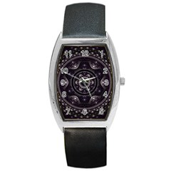 Fractal Mandala Circles Purple Barrel Style Metal Watch by Celenk