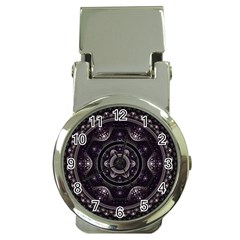 Fractal Mandala Circles Purple Money Clip Watches by Celenk