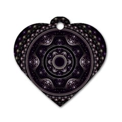 Fractal Mandala Circles Purple Dog Tag Heart (one Side) by Celenk