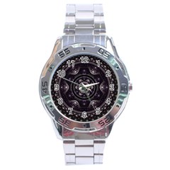 Fractal Mandala Circles Purple Stainless Steel Analogue Watch by Celenk