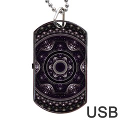 Fractal Mandala Circles Purple Dog Tag Usb Flash (two Sides) by Celenk