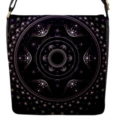 Fractal Mandala Circles Purple Flap Messenger Bag (s) by Celenk