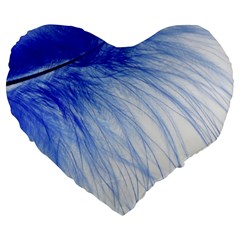 Spring Blue Colored Large 19  Premium Heart Shape Cushions by Celenk