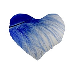 Spring Blue Colored Standard 16  Premium Flano Heart Shape Cushions by Celenk