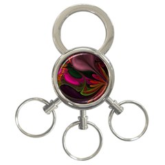 Fractal Abstract Colorful Floral 3-ring Key Chains by Celenk