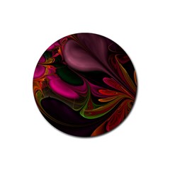 Fractal Abstract Colorful Floral Rubber Round Coaster (4 Pack)  by Celenk