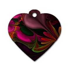 Fractal Abstract Colorful Floral Dog Tag Heart (two Sides) by Celenk