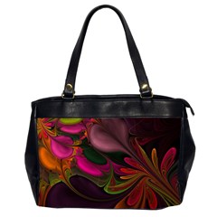 Fractal Abstract Colorful Floral Office Handbags (2 Sides)  by Celenk