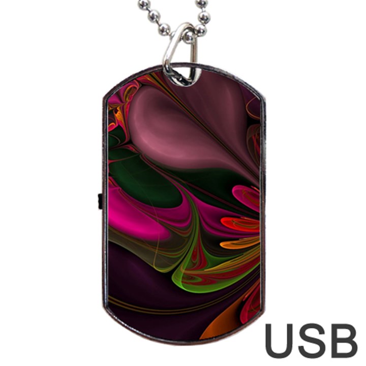 Fractal Abstract Colorful Floral Dog Tag USB Flash (Two Sides)