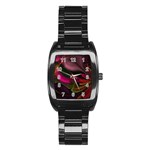 Fractal Abstract Colorful Floral Stainless Steel Barrel Watch Front