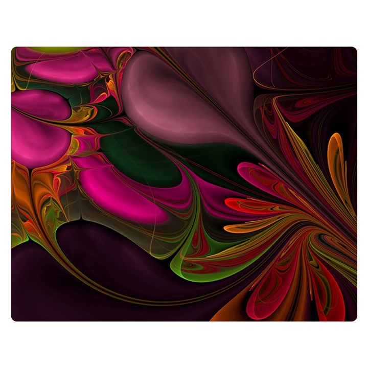 Fractal Abstract Colorful Floral Double Sided Flano Blanket (Medium) 