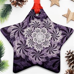 Fractal Floral Striped Lavender Ornament (star) by Celenk